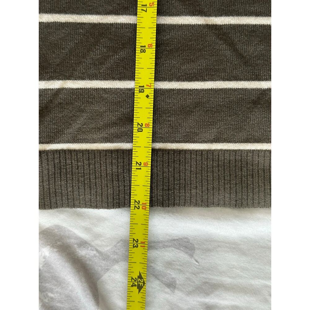 Max Studio London Olive Green & White Striped Knit Polo Sweater, NWT - Picture 6 of 6